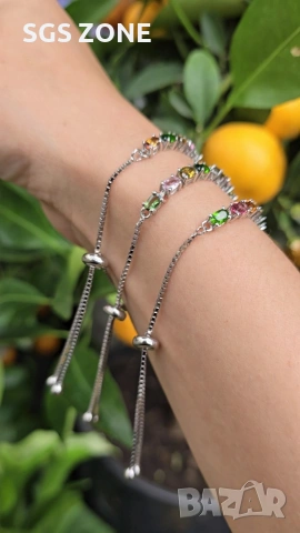 ГРИВНА ОТ СРЕБРО С МНОГОЦВЕТЕН ТУРМАЛИН, снимка 5 - Гривни - 53274333