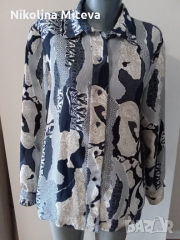 Копринена блуза в синьо