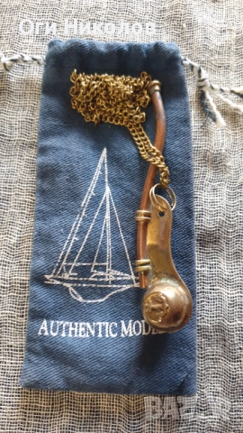 Оригинална боцманска свирка от бронз  и мед, снимка 4 - Антикварни и старинни предмети - 52219189