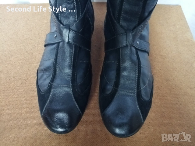 №39 CafèNoir дамски ботуши естествена кожа в черен цвят, снимка 6 - Дамски ботуши - 53042119