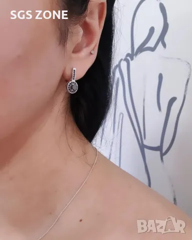 Обеци с Естествен Диамант, снимка 2 - Обеци - 49621777