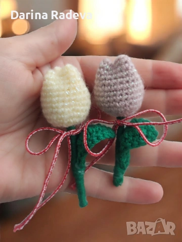 Брошка Лале-Мартеници,Осми Март, снимка 4 - Подаръци за жени - 53374119