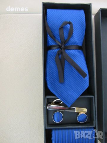 Сет за мъже от 4 елемента-вратовръзка, бутонели, игла, кърпичка, новнов