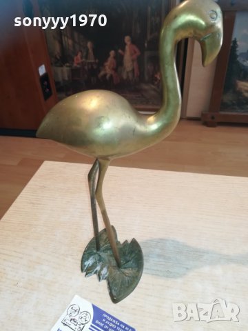 голямо фламинго-мед/месинг/бронз-33х20х16см, снимка 3 - Колекции - 30243701