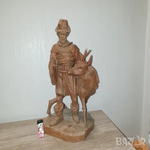 Стара красива дървена фигура ръчна изработка-елен и ловец, снимка 14 - Антикварни и старинни предмети - 49329404