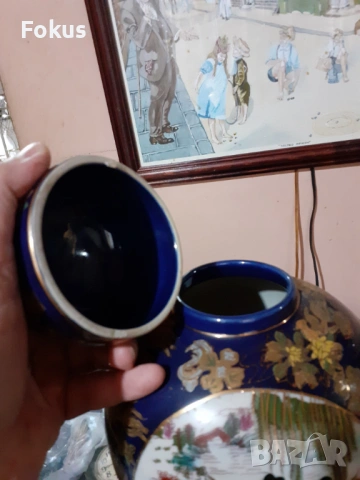 Сатцума Satsuma стара голяма ваза буркан порцелан маркирана, снимка 3 - Антикварни и старинни предмети - 53357724