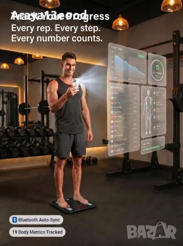 HomeFashion HFitness Smart Bluetooth кантар – 19 показателя, 180 кг, снимка 5 - Електронни везни - 56072053