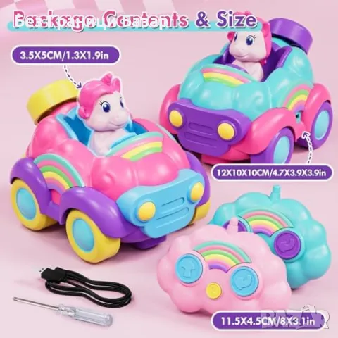 Нови RC еднорог коли за момичета – 2 броя, светлини и музика, играчки, снимка 7 - Коли, камиони, мотори, писти - 49693163