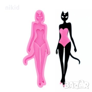 Жената Жена котка силиконов молд форма декорация торта фондан шоколад гипс