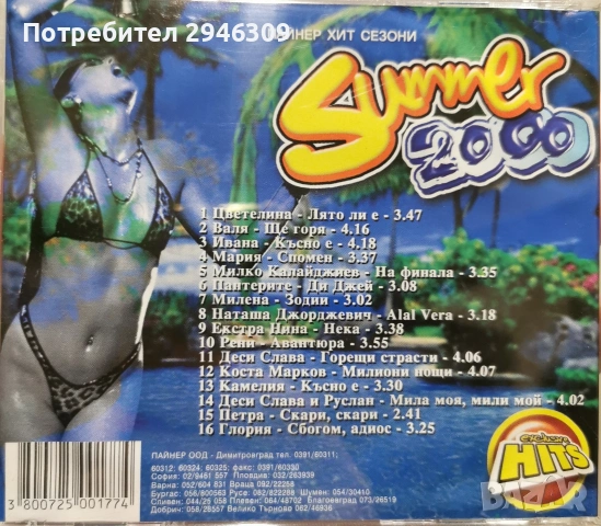 Пайнер Хит Сезони - Summer 2000, снимка 2 - CD дискове - 53897125