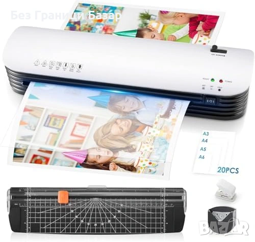 Нова Машина за ламиниране A3 с резачка заоблител и перфоратор ламинатор топъл и студен режим