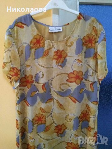 Дълга свободна рокля на цветя,L, снимка 2 - Рокли - 29827362