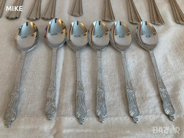 Комплект вилици с ножове за риба и 6 кафени лъжички, снимка 4 - Прибори за хранене, готвене и сервиране - 52325194