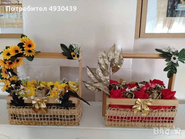 Красива кошница с цветя и сапунени рози