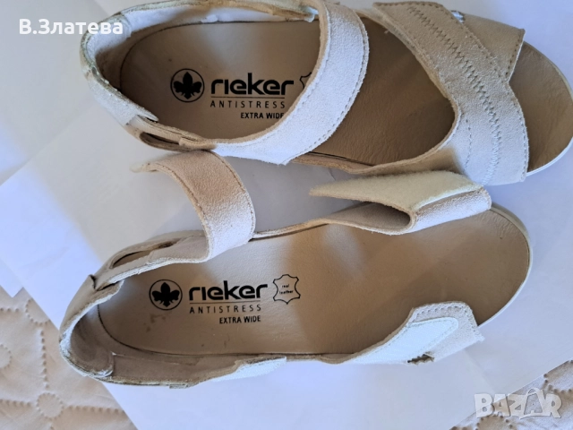 Сандали бежеви RIEKER №37,естествен велур, снимка 8 - Сандали - 51512155