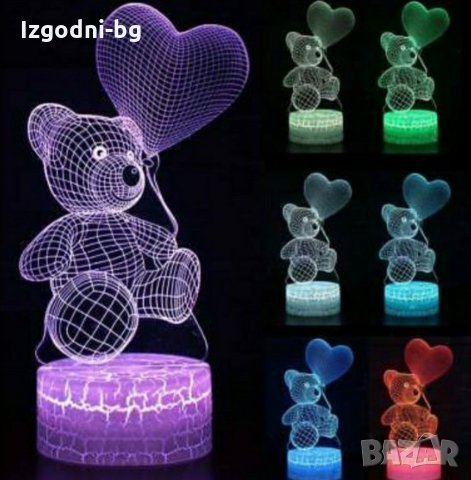  Романтичен подарък! 3D LED светещо мече с дистанционно, снимка 1 - Романтични подаръци - 31425911
