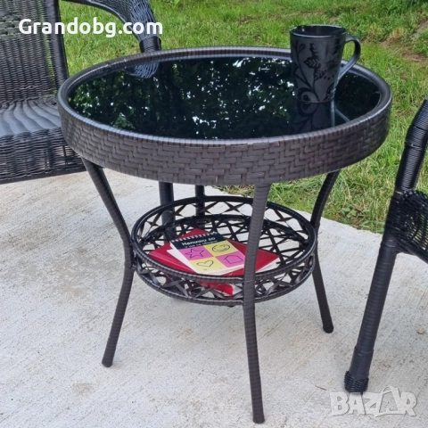 Градински Ратанов Комплект Oasis 2 стола с маса + поставка, снимка 2 - Други - 52185308