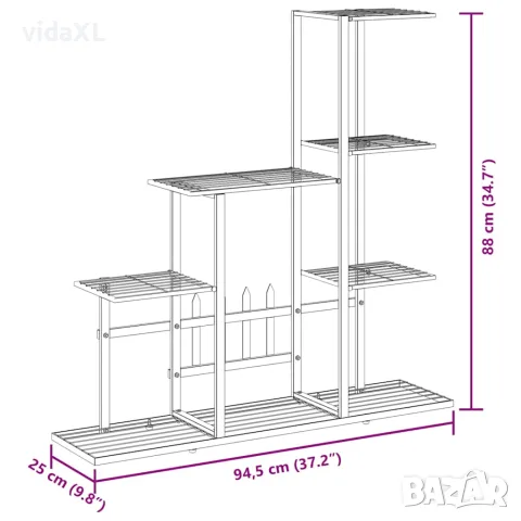 vidaXL Цветарник, 94,5x25x88 см, черен, метал, снимка 9 - Саксии и кашпи - 56147080