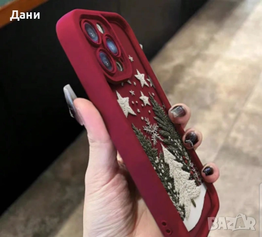Червен коледен калъф за телефон, снимка 4 - Калъфи, кейсове - 52592840