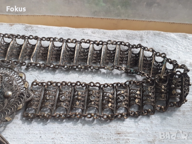 Възрожденски сачанен колан филигран с позлата, снимка 3 - Антикварни и старинни предмети - 51498192