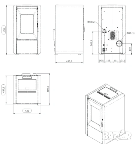 Италианска суха пелетна камина Kalor Petite 6 kW, снимка 9 - Камини - 53055792