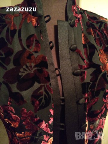 ЕСТЕСТВЕНА КОПРИНА - официална дълга рокля, коприна и кадифе в черно и бордо, снимка 2 - Рокли - 30755794