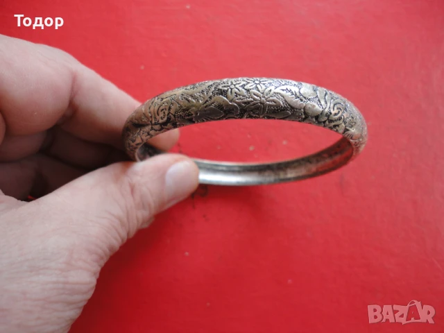 Страхотна посребрена гривна , снимка 3 - Гривни - 50460164