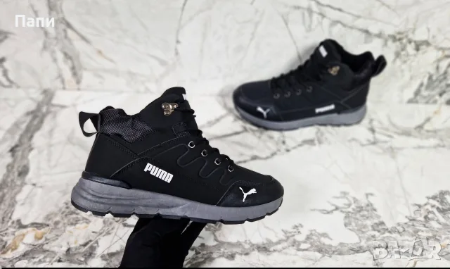 Мъжки зимни обувки Puma в черно с пух, снимка 2 - Мъжки боти - 56150676