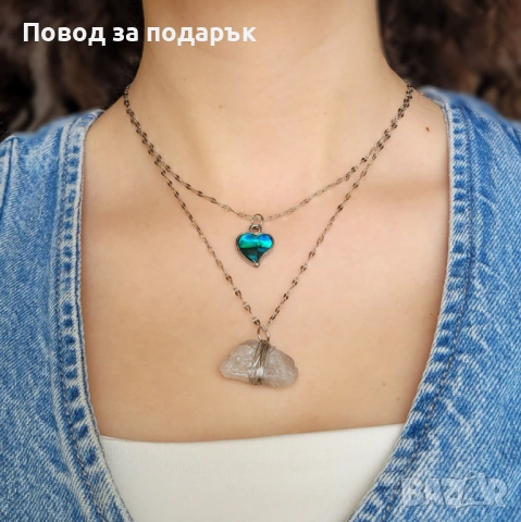 Колие с естествен кварц , снимка 2 - Колиета, медальони, синджири - 53040928