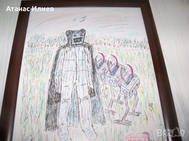 Оригинална рамкирана илюстрация към разказа "Пандемия 2222", снимка 4 - Други - 30381518
