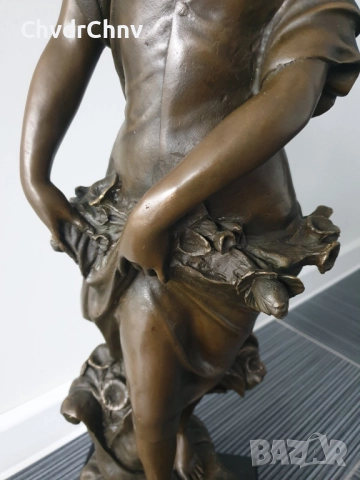 68см-17кг Moreau статуетка/френска бронзова скулптура/голяма фигура на жена с цветя, снимка 9 - Статуетки - 52570330