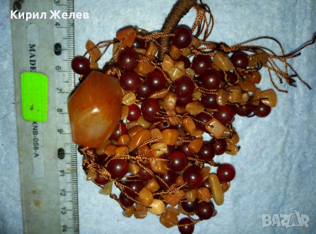 ВЕЛИКОЛЕПНА СКЪПОЦЕННА РЕТРО АРТ ХЕНД МЕЙД ОГЪРЛИЦА от НАТУРАЛЕН КАРНЕОЛ и КЕХЛИБАР 39224, снимка 18 - Колиета, медальони, синджири - 42091206