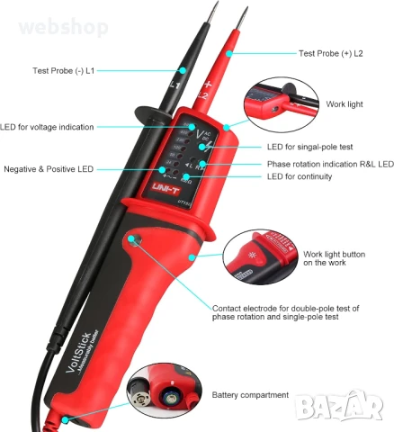 Тестер за установяване на напрежение Uni-T AC/DC, 12-690 V, UT15B, снимка 4 - Други инструменти - 50543249