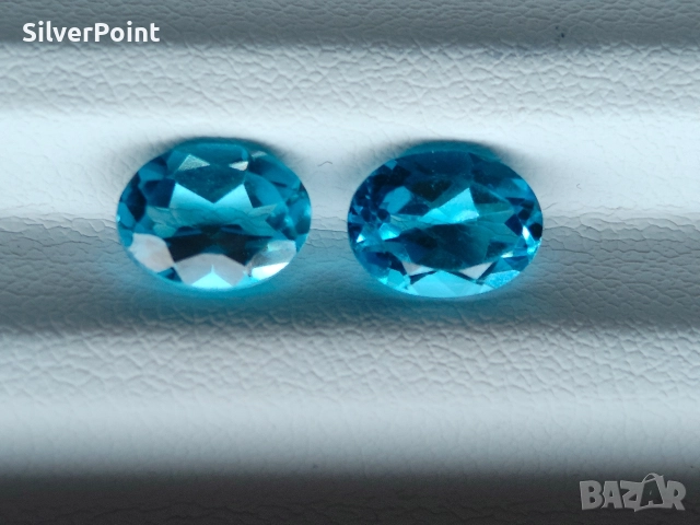 Топази чифт Swiss blue, снимка 2 - Други - 52820937