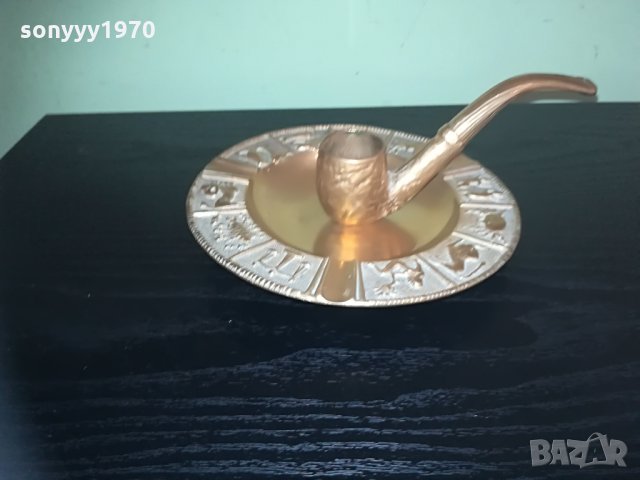 АНТИКА-свещник-лула/мед месинг-ВНОС ШВЕИЦАРИЯ, снимка 13 - Колекции - 29085428