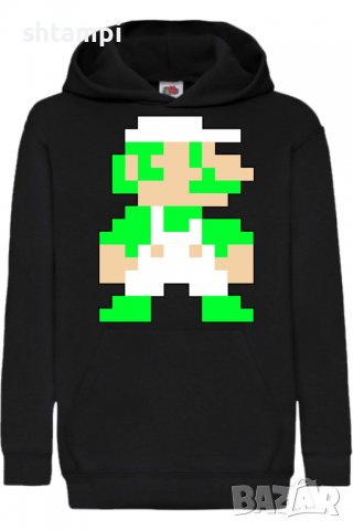 Детски Суитчър/Суитшърт Luigi 8-bit,Super Mario,Игра,Подарък,Изненада,Забавление,Рожден Ден