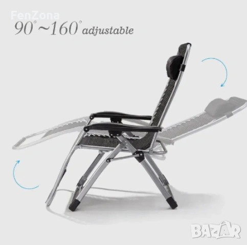 Cтол тип шезлонг cгъваем и регулируем с облегалка за градина или тераса, цвят черен, снимка 5 - Градински мебели, декорация  - 54096380