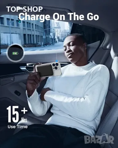 Yiisonger Mag-Safe Power Bank 10000mAh/QI 15W безжично,20W PD/22,5W QC жично зареждане,LED дисплей, снимка 12 - Външни батерии - 49308694