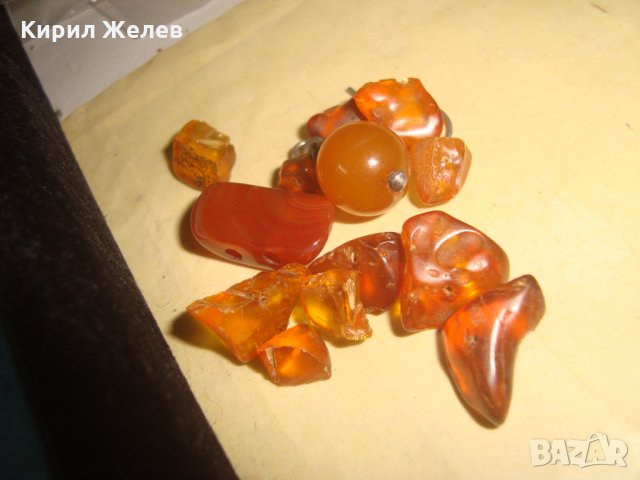 СТАРА СРЕБЪРНА КЕХЛИБАРЕНА ОБЕЦА иЛОТ БАЛТИЙСКИ НАТУРАЛЕН КЕХЛИБАР и1 КАРНЕОЛ ШЛИФОВАНО КАМЪЧЕ 23568, снимка 6 - Антикварни и старинни предмети - 35646444