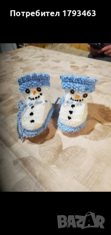 Ръчно плетени бебешки ботушки за бебе до 6 месеца, снимка 11 - Комплекти за бебе - 46466151