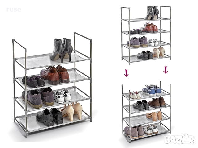 НОВИ! Етажерка за обувки 4 рафта 12 чифта, снимка 2 - Други - 52519164