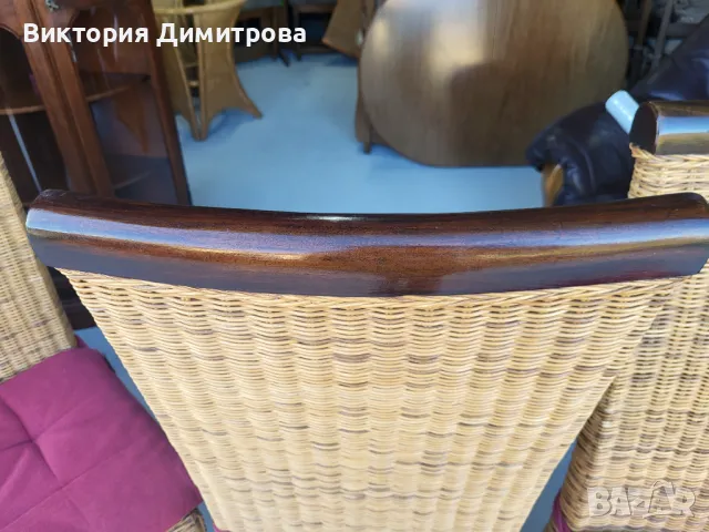 Комплект от 4 стола - ратан, снимка 10 - Столове - 47994360