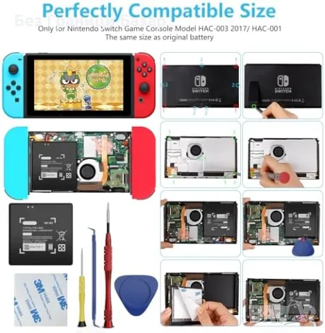 Нова Батерия 6000mAh HAC-003 за Nintendo Switch HAC-001 Подобрена Клетка, снимка 6 - Друга електроника - 55959916