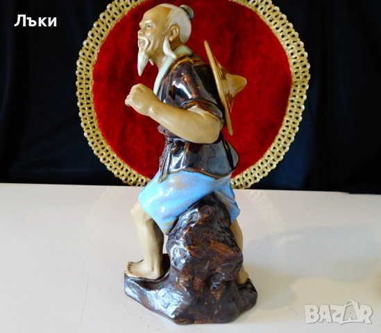Порцеланова статуетка Китайски рибар Shiwan. , снимка 6 - Статуетки - 52817327