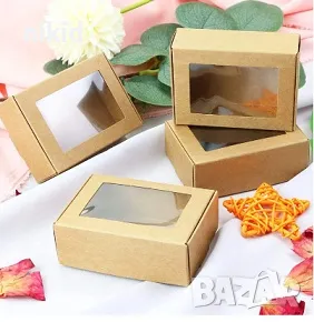 8,5*6 картонена кутия прозрачен капак картонени кутии ръчна изработка сувенир сапун фигурка кутийка, снимка 5 - Други - 47598615