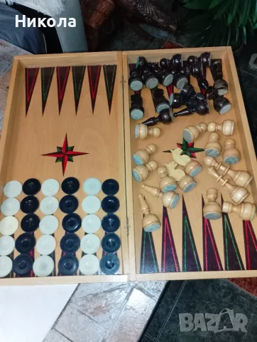 Шах-табла48/48 с дървени фигури и пулове, снимка 4 - Шах и табла - 43029726