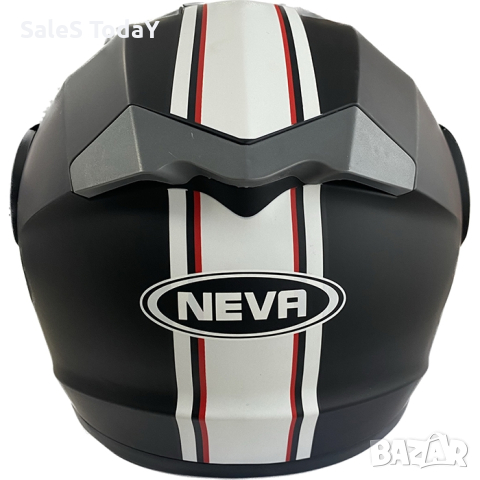 Мото каска, с въздушни отвори, Черна с бяла лента, Мат, снимка 3 - Аксесоари и консумативи - 44681688