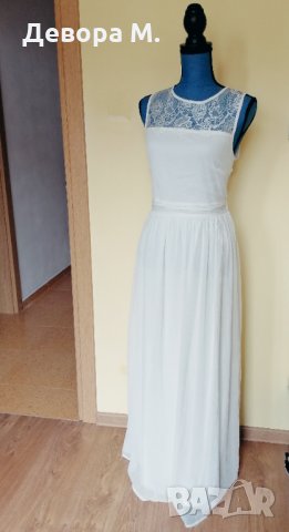 Дълга бяла рокля с етикет, снимка 3 - Рокли - 30625107