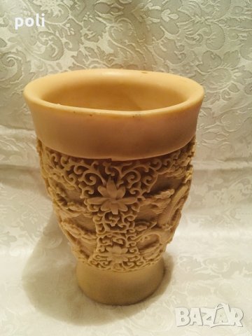 старинна ръчно гравирана азиатска ваза , снимка 2 - Вази - 31757155