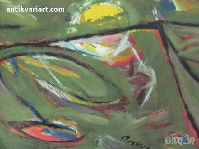 Стара Картина Беширов акрилни бои, подписана, снимка 3 - Картини - 31822201